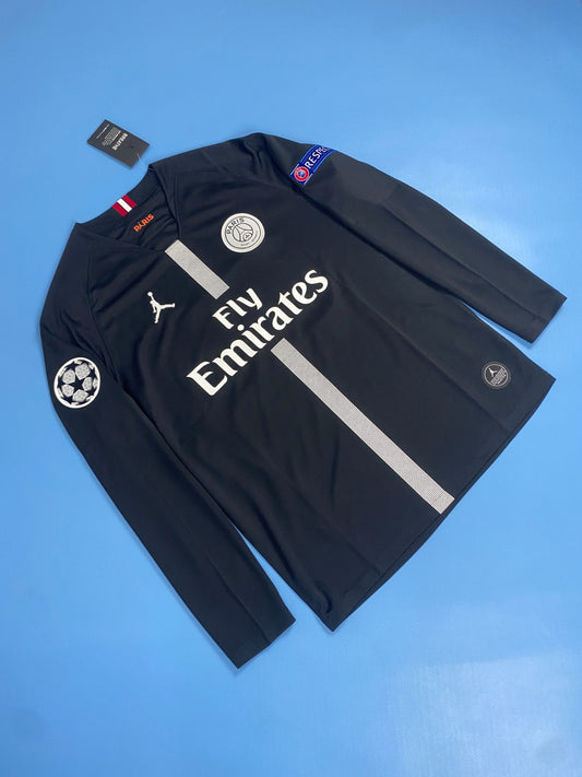 Neymar JR 10 PSG Black Mens Jersey 2018-2019 Champions League Long Sleeve