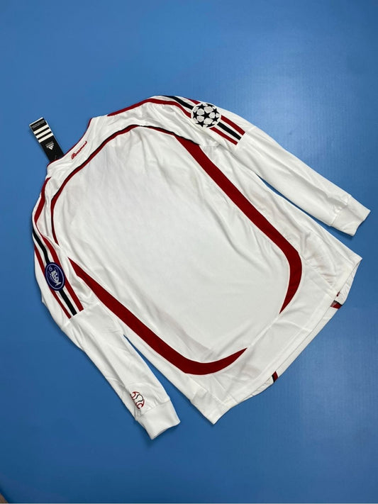 AC Milan 2006-2007 White Away Long Sleeve Final Soccer Mens Jersey