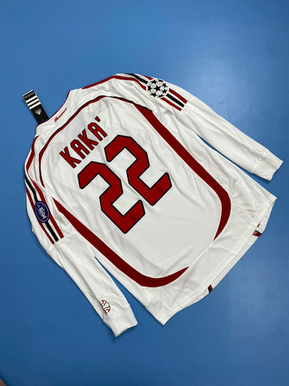 AC Milan 2006-2007 Kaka #22 White Away Long Sleeve Final Soccer Mens Jersey