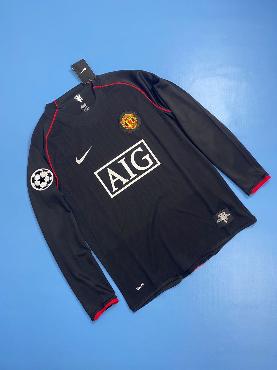 Manchester United 2007/08 Champions League Away Black Mens Jersey - Ronaldo #7