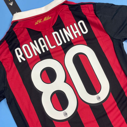 AC Milan 2009/2010 UCL home jersey - Ronaldinho #80 Mens jersey