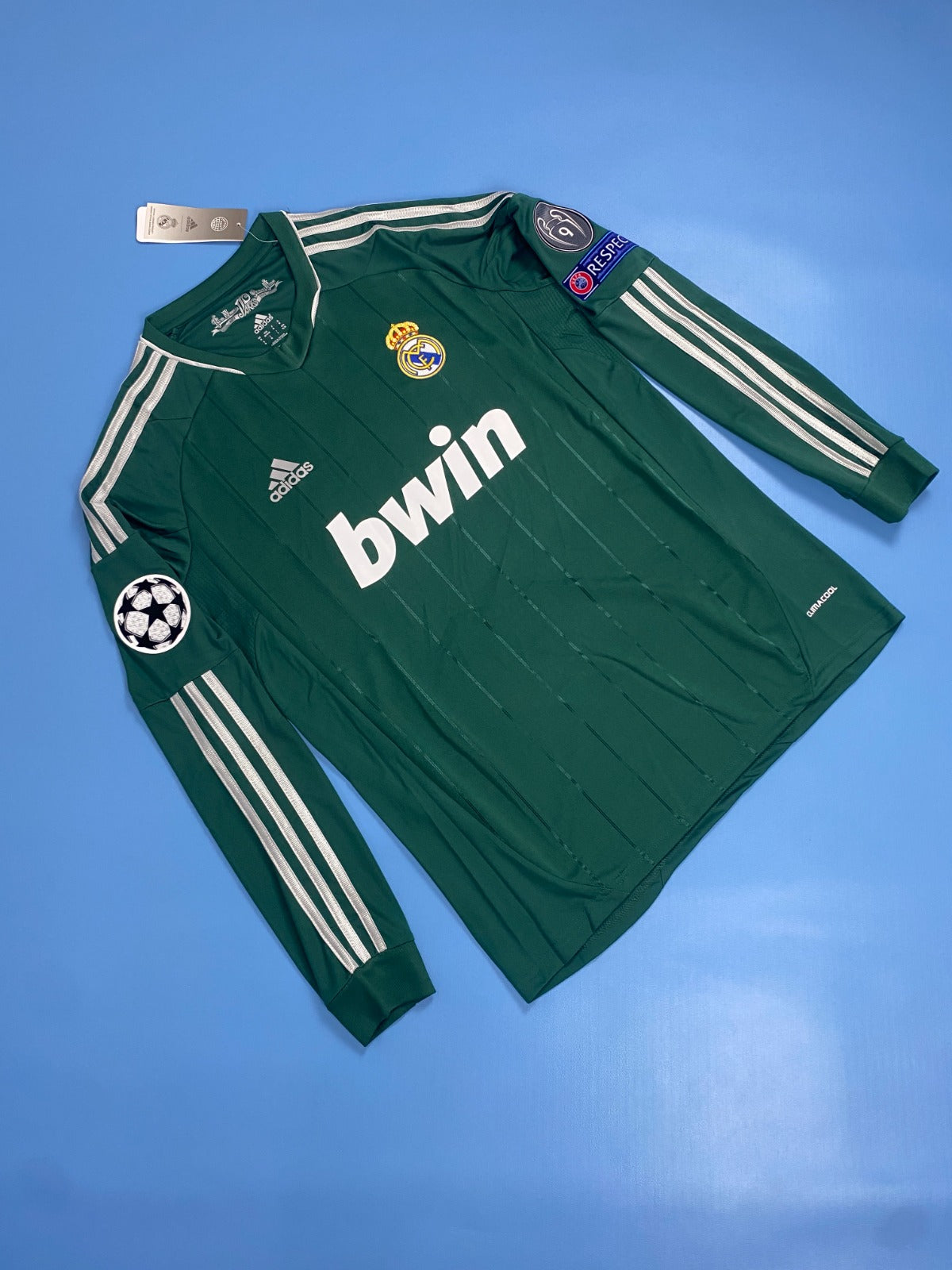 Mesut Ozil Real Madrid 2012-2013 Champions League Green Long Sleeve Mens Jersey