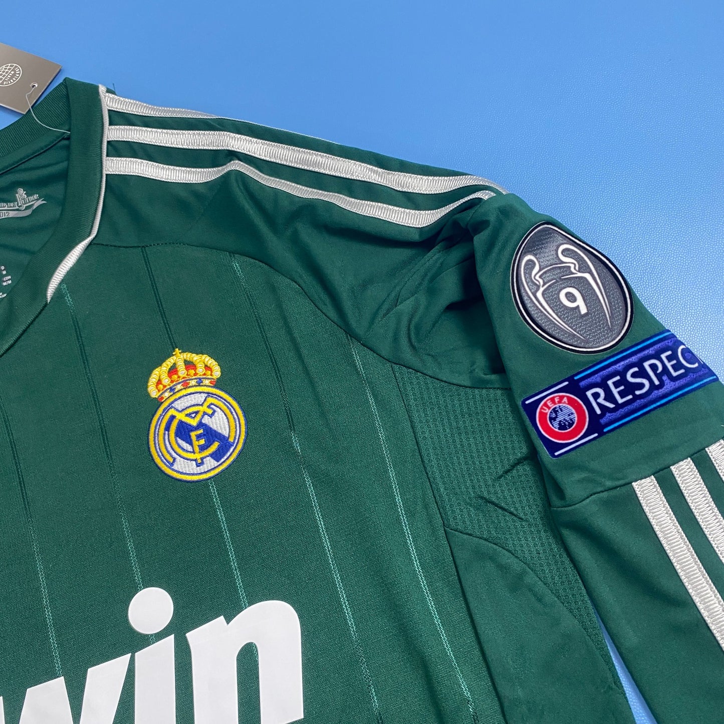 Mesut Ozil Real Madrid 2012-2013 Champions League Green Long Sleeve Mens Jersey