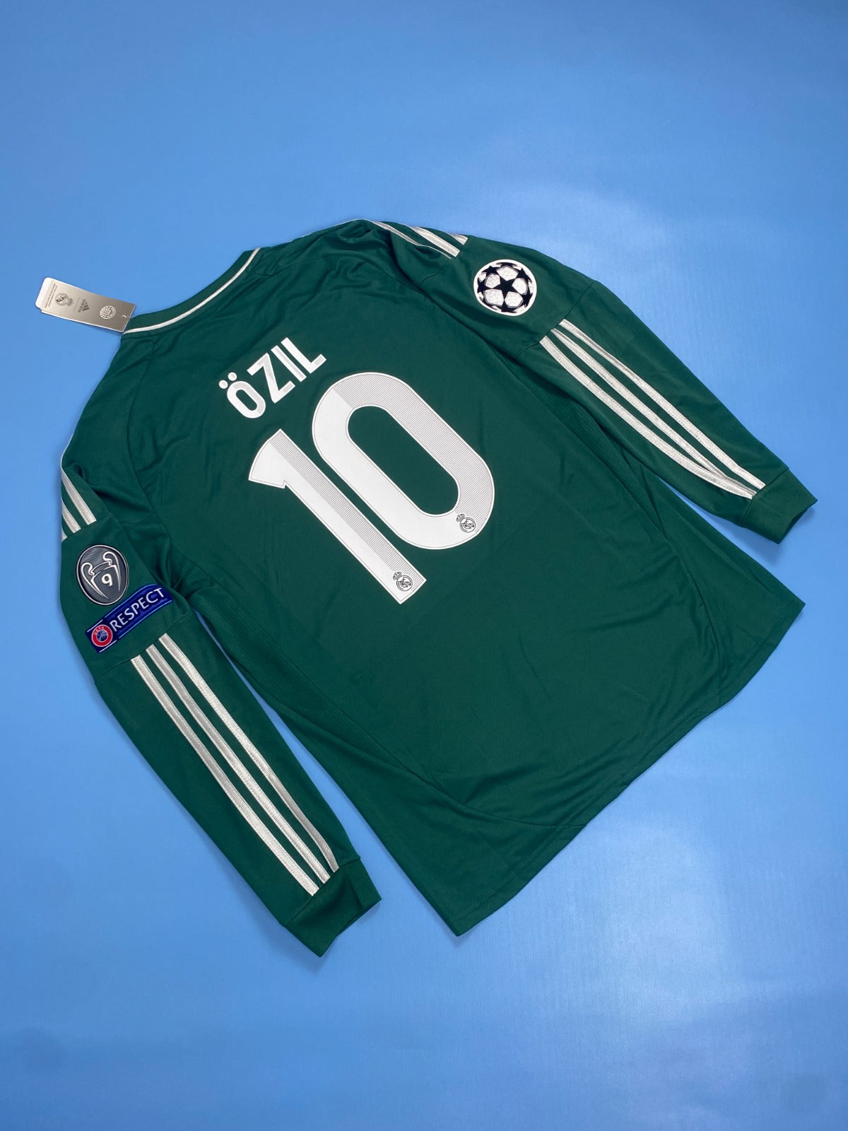 Mesut Ozil Real Madrid 2012-2013 Champions League Green Long Sleeve Mens Jersey