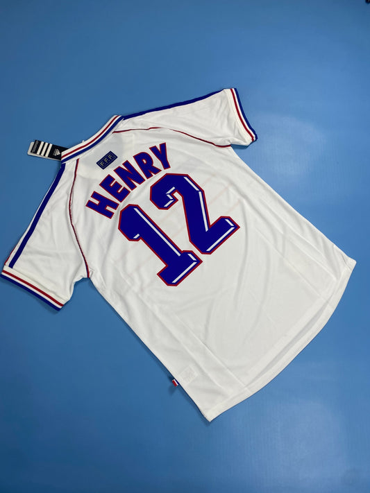 Henry 12 France Mens Jersey 1998 White Retro Football Away