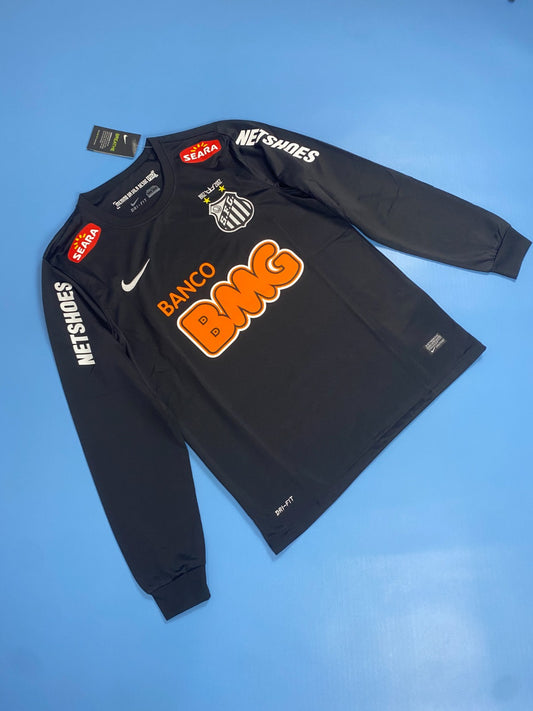 Neymar Jr Santos Black Long Sleeve Retro Football Mens Jersey Kit