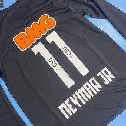 Neymar Jr Santos Black Long Sleeve Retro Football Mens Jersey Kit