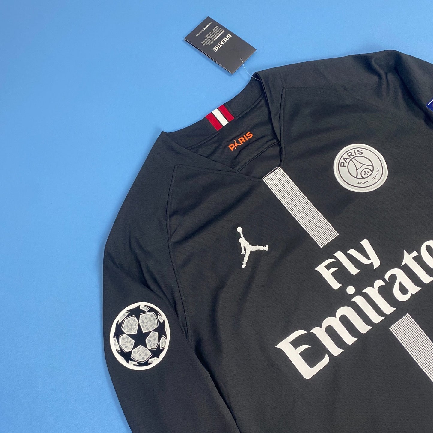Neymar JR 10 PSG Black Mens Jersey 2018-2019 Champions League Long Sleeve