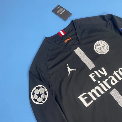 Neymar JR 10 PSG Black Mens Jersey 2018-2019 Champions League Long Sleeve