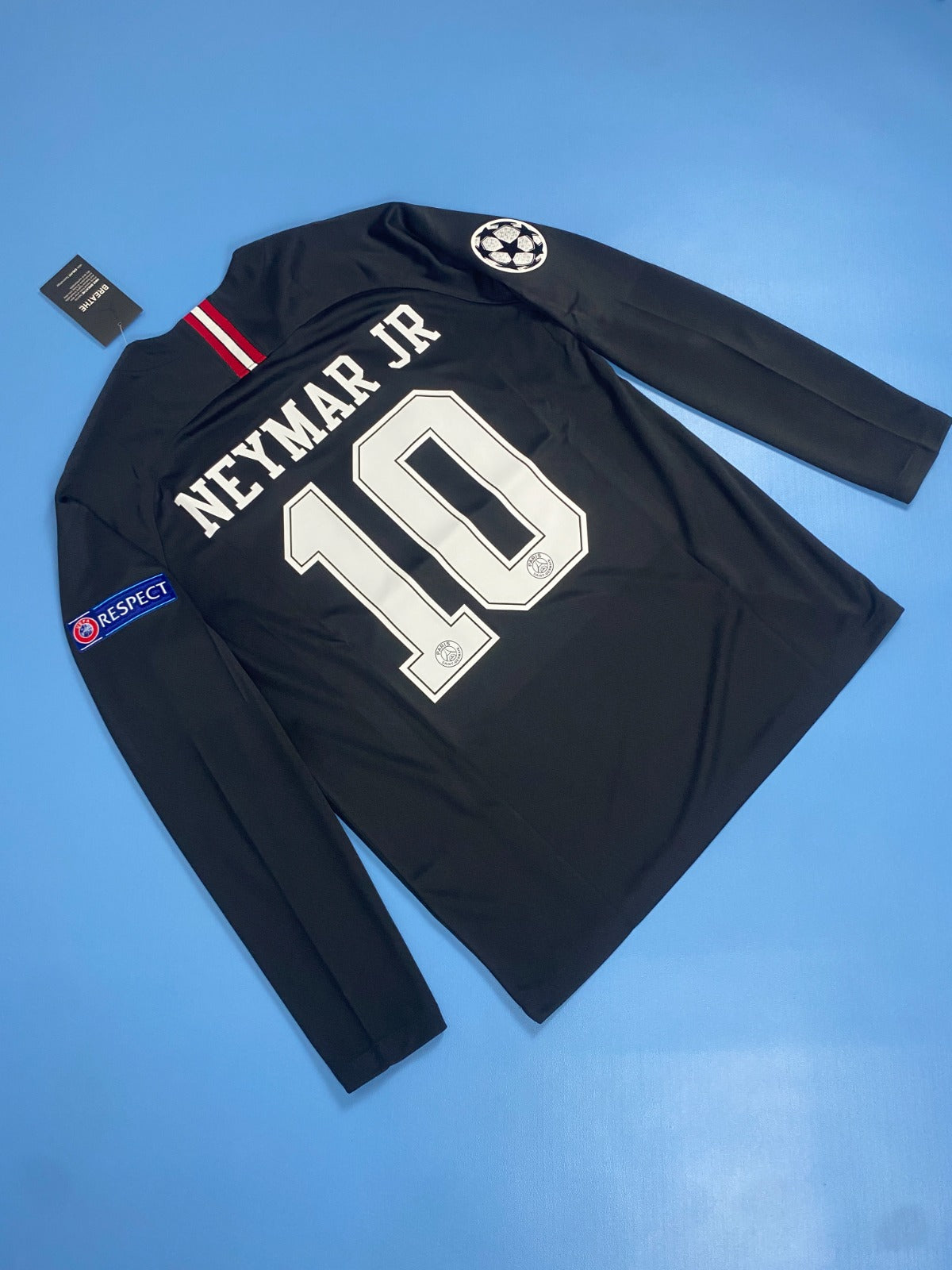 Neymar JR 10 PSG Black Mens Jersey 2018-2019 Champions League Long Sleeve