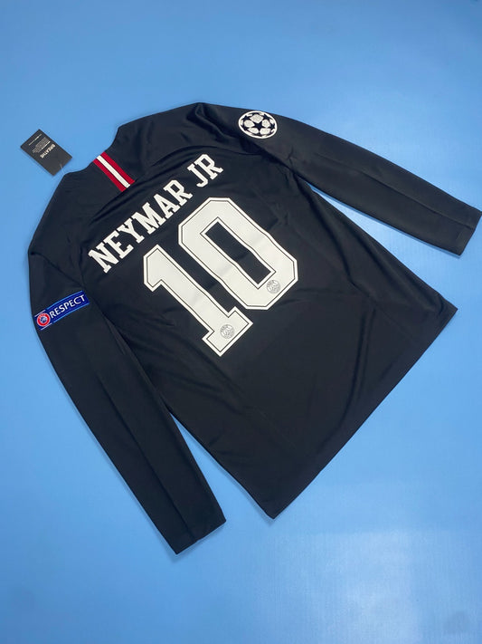 Neymar JR 10 PSG Black Mens Jersey 2018-2019 Champions League Long Sleeve