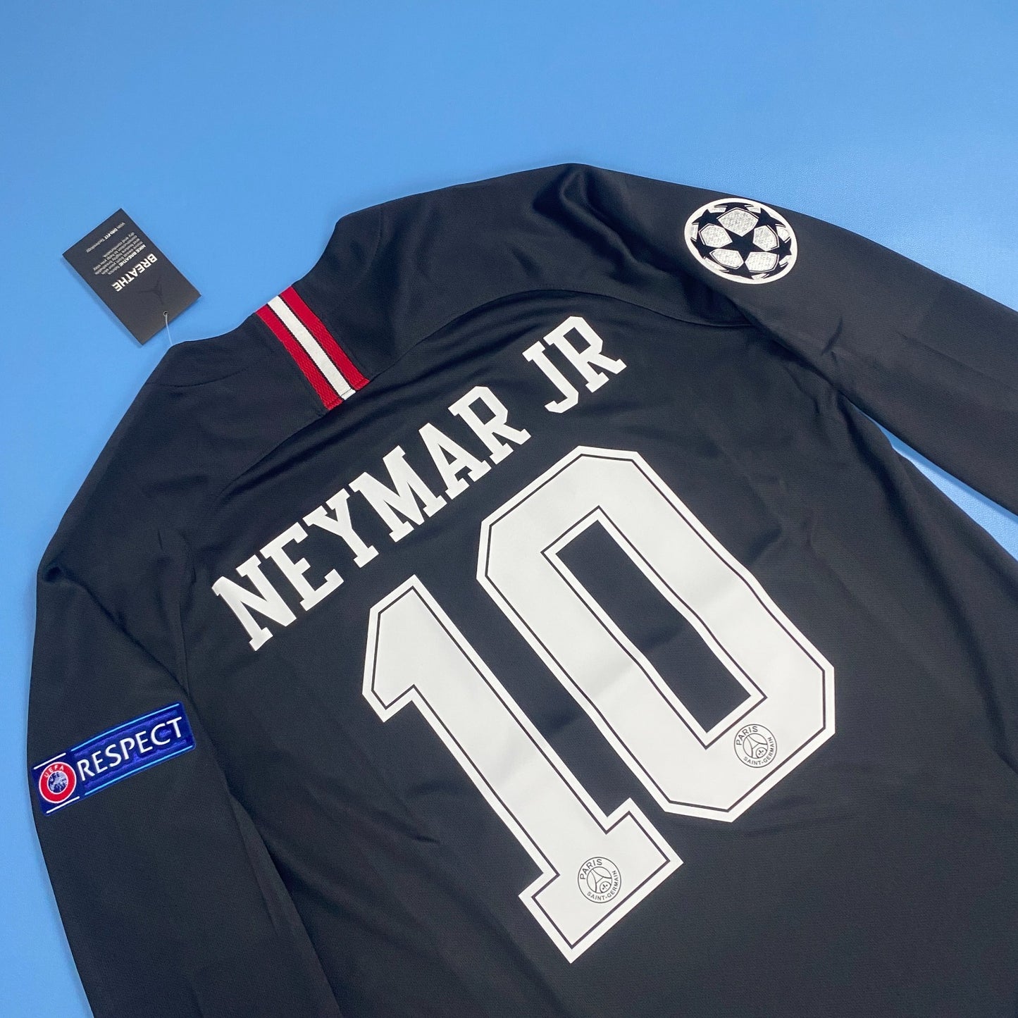 Neymar JR 10 PSG Black Mens Jersey 2018-2019 Champions League Long Sleeve