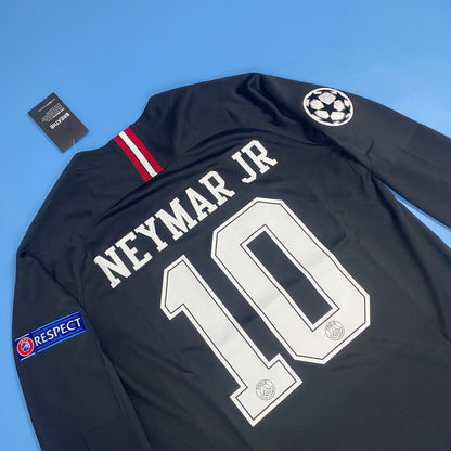 Neymar JR 10 PSG Black Mens Jersey 2018-2019 Champions League Long Sleeve