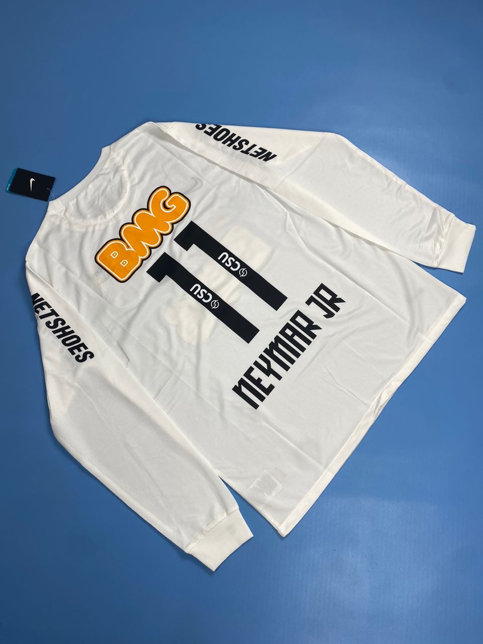 Neymar Jr Santos Black Long Sleeve Retro Football white Mens Jersey Kit