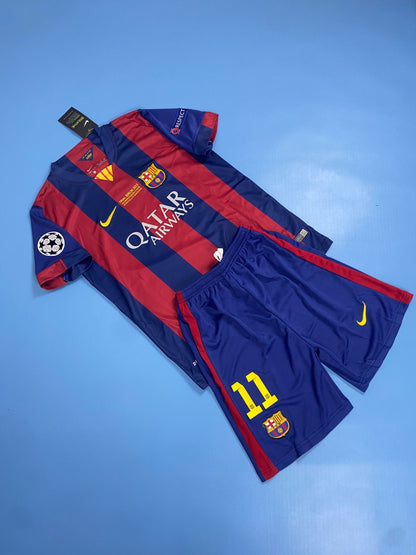 FC Barcelona 2014/15 Home Retro Champions League Edition Kids Youth - Neymar JR #11 Jersey
