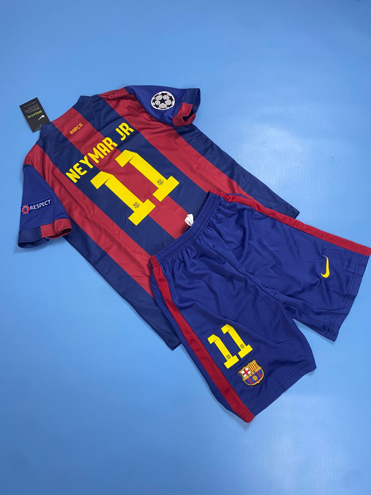 FC Barcelona 2014/15 Home Retro Champions League Edition Kids Youth - Neymar JR #11 Jersey