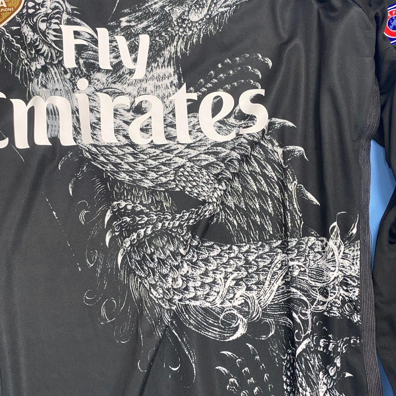 Real Madrid 2014-2015 UCL Long Sleeve Black Dragon - Cristiano Ronaldo #7 Mens jersey