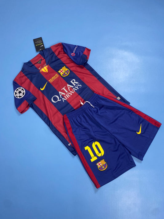FC Barcelona 2014/15 Home Retro Champions League Edition Kids Youth - Messi #10 Jersey