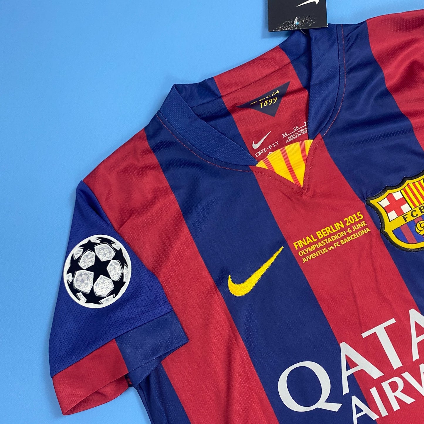 FC Barcelona 2014/15 Home Retro Champions League Edition Kids Youth - Messi #10 Jersey
