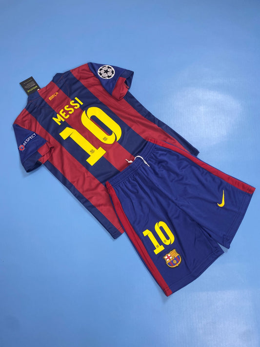 FC Barcelona 2014/15 Home Retro Champions League Edition Kids Youth - Messi #10 Jersey