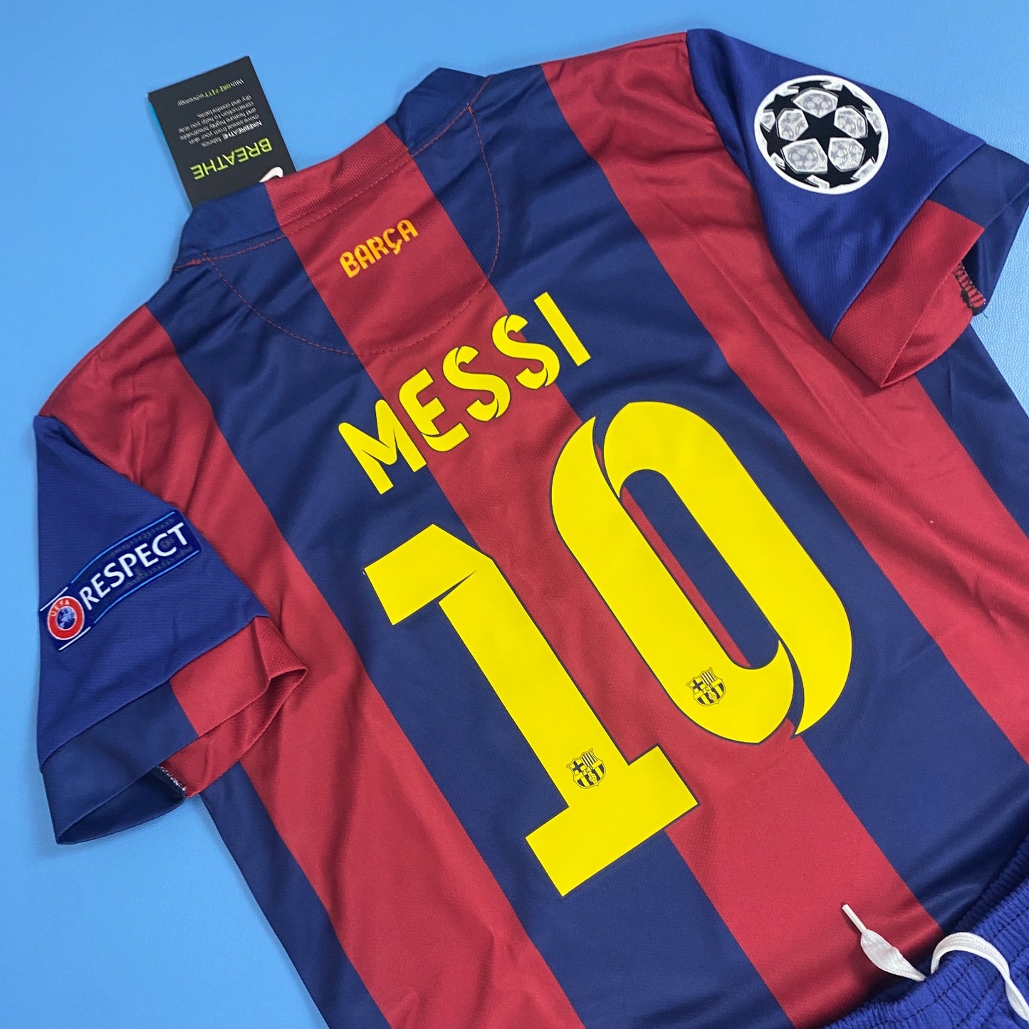 FC Barcelona 2014/15 Home Retro Champions League Edition Kids Youth - Messi #10 Jersey