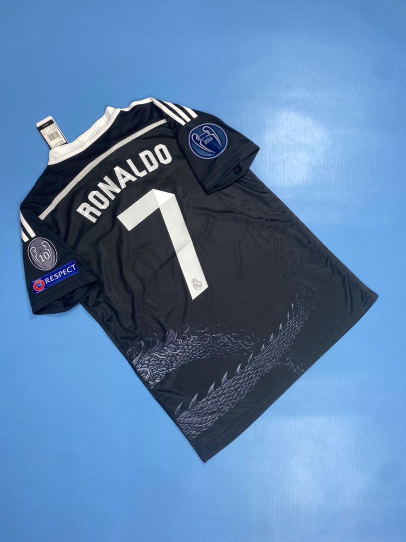Real Madrid 2014-2015 UCL Long Sleeve Black Dragon - Cristiano Ronaldo #7 Mens jersey