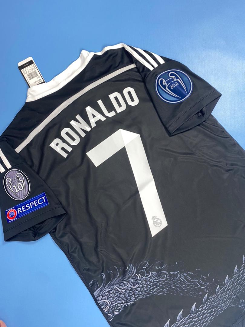 Real Madrid 2014-2015 UCL Long Sleeve Black Dragon - Cristiano Ronaldo #7 Mens jersey