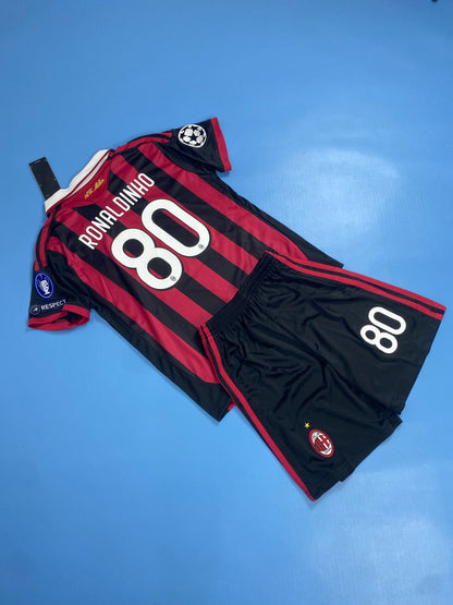 Ronaldinho #80 AC Milan 2009/10 Long Sleeve Kids Youth Jersey