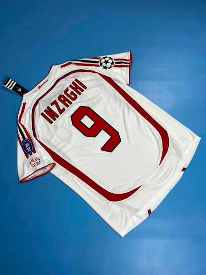 AC Milan 2006-2007 Inzaghi #9 White Away Final Soccer Mens Jersey