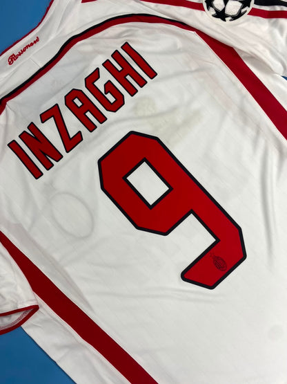 AC Milan 2006-2007 Inzaghi #9 White Away Final Soccer Mens Jersey
