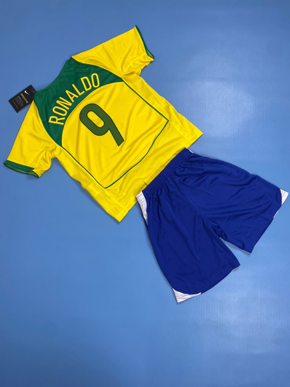 2004 Brazil Home Retro Jersey Ronaldo #9 Vintage Iconic Youth Kids