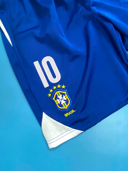 2004 Brazil Home Retro Jersey Ronaldinho #10 Vintage Iconic Youth Kids
