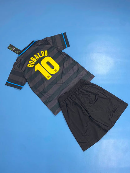 Vintage Inter Milan Away Ronaldo #9 Soccer Football Youth Kids Jersey