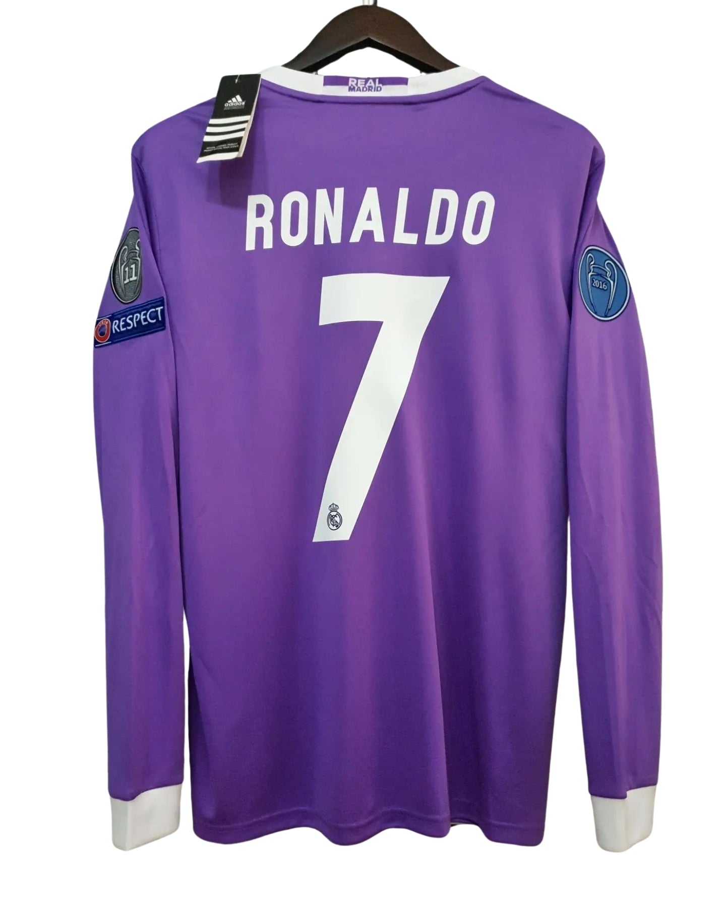 Real Madrid 2016-2017 UEFA Long Sleeve - Ronaldo #7 Purple Jersey