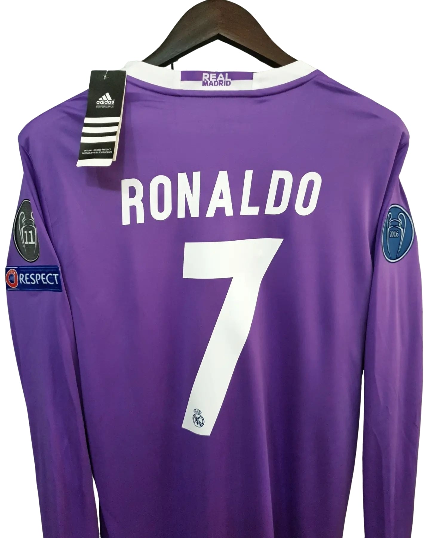 Real Madrid 2016-2017 UEFA Long Sleeve - Ronaldo #7 Purple Jersey