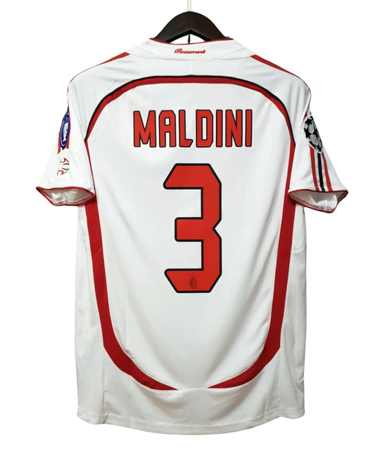 AC Milan 2006/2007 Retro White Away Football Shirt - MALDINI #3 jersey