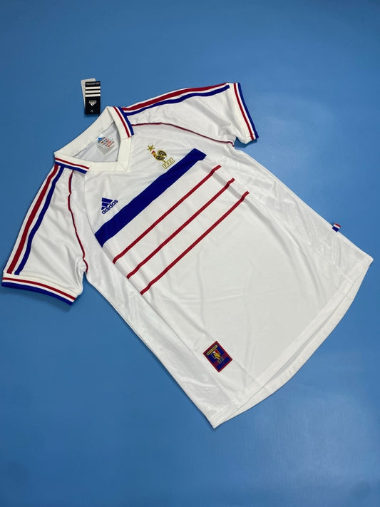 France Mens Jersey 1998 White Retro Football Away